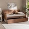 Baxton Studio Toveli Ash Walnut Wood and Synthetic Rattan Daybed with Trundle 159-9848-10648 - alternate 2